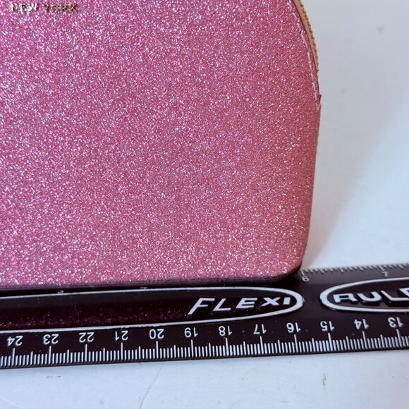 Kate Spade Mini Glitter Dome Cosmetic Bag Pink Zipper Closure Makeup Case - Picture 11 of 14